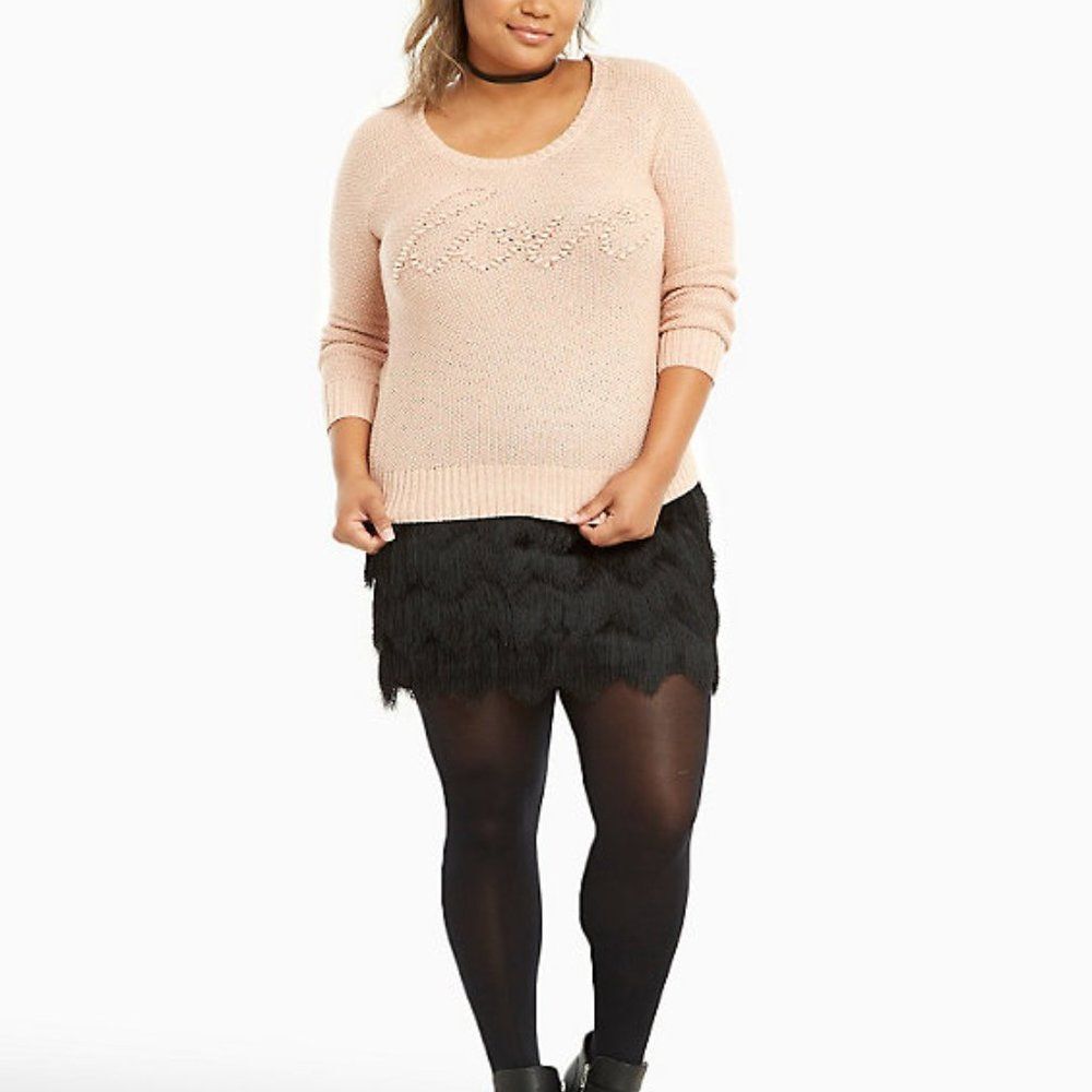 Torrid Blush Pink Knit Love Sweater 1 1X - Picture 2 of 14